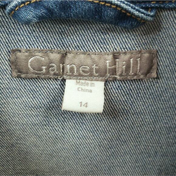 Garnet Hill Denim Jean Jacket XL 14 Organic Coastal Classic Preppy Americana - Picture 3 of 8